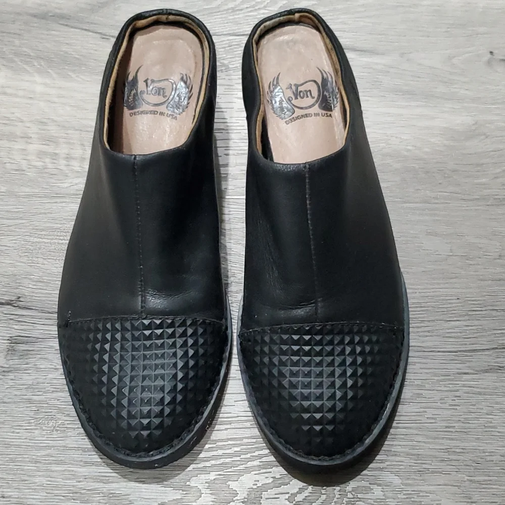 Von Dutch Dalia Black Slide On Mules Size 6 - Picture 2 of 6